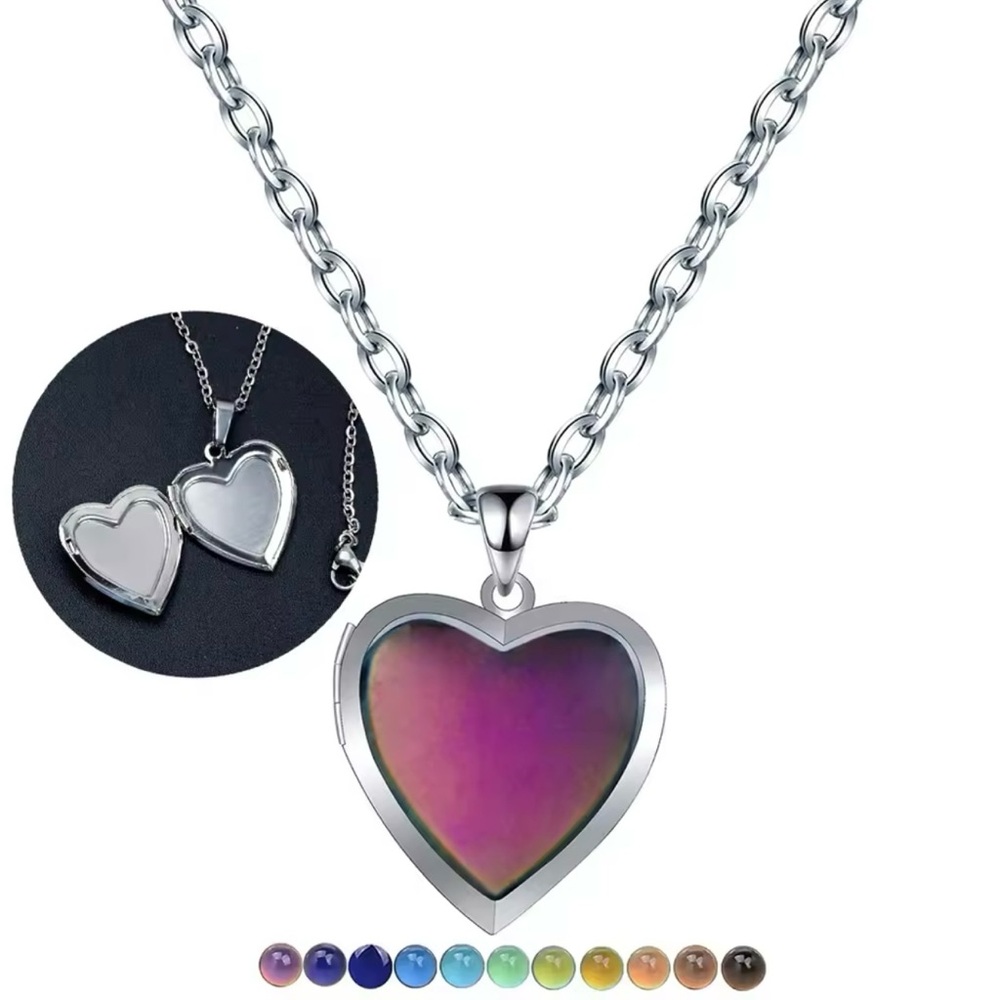 Heart Locket Mood Changing Necklace - Picture 4 of 6